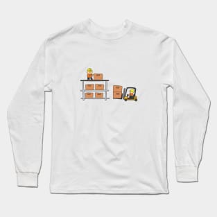 Kids drawing of Warehouse workers loading and arranging boxes with forklift truck Long Sleeve T-Shirt
